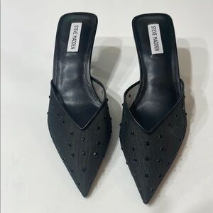 Steve Madden Black Mod Crystal Embellished Mule | 9M